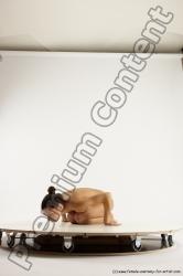 Nude Gymnastic poses Woman White Slim long brown Multi angle poses Pinup